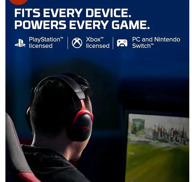 HyperX Cloud II Smartchoice Wired Gaming Headset for PC, PS5 / PS4. Active Noise Cancellation, Over Ear, circumaural, Closed Back, HyperX Virtual 7.1 Surround Sound - Black-Red (4P5M0AA)