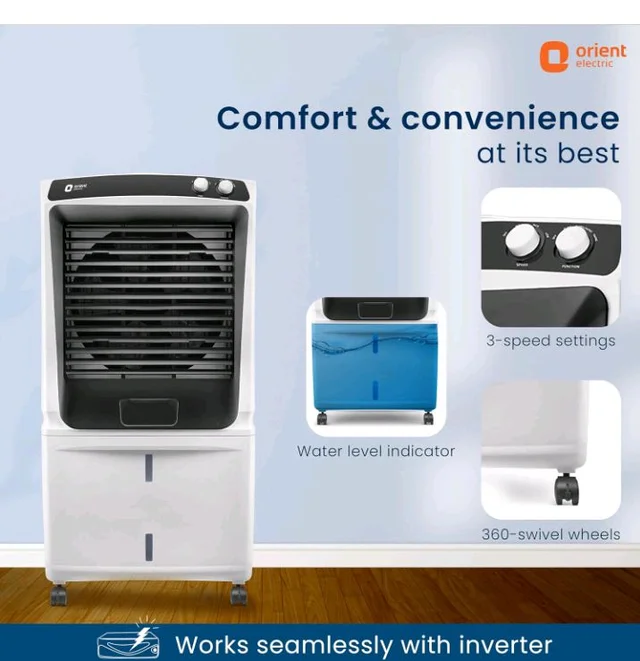 Orient Electric Smartchill 125L Desert Air Cooler for home | Densenest Honeycomb Pads | Fully Collapsible Louvers, Inverter Compatible | High Air Delivery | 1 Year Warranty by Orient | White