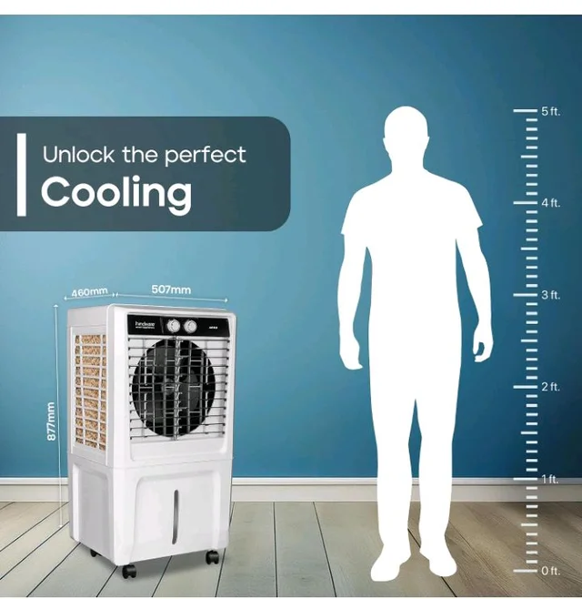 Hindware Smart Appliances Xeno 55L Personal Air cooler | Fan Based | 13 Inc. Fan Blade and Ice Chamber | White & Grey