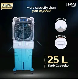Havai Arizona 9 Personal Air Cooler | India’s First 9-Inch Blade Cooler | 2600 RPM | 2200 m³/hr Delivery | 5 Ft Air Throw | 3-Side Honeycomb | 25L Tank | Motorised Louvers | 120W | Ideal for 50 Sq Ft