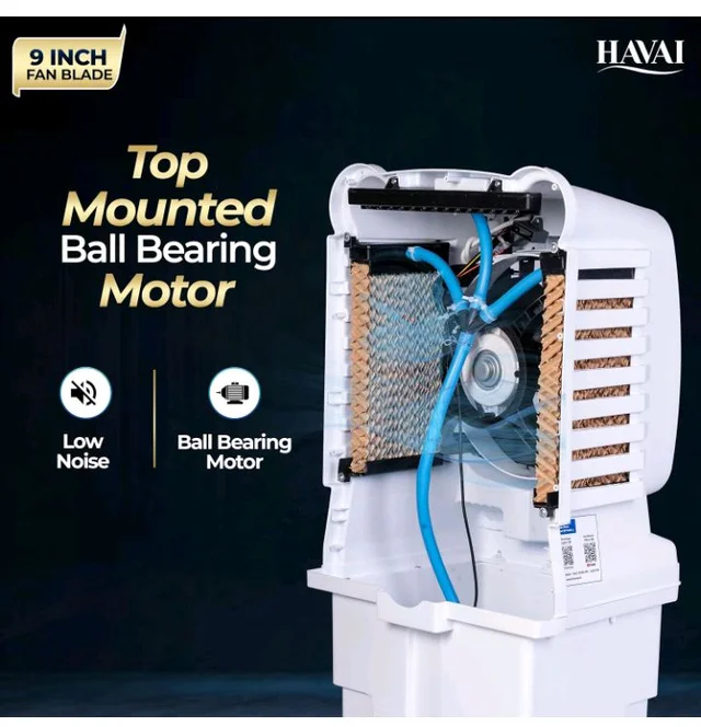 Havai Arizona 9 Personal Air Cooler | India’s First 9-Inch Blade Cooler | 2600 RPM | 2200 m³/hr Delivery | 5 Ft Air Throw | 3-Side Honeycomb | 25L Tank | Motorised Louvers | 120W | Ideal for 50 Sq Ft