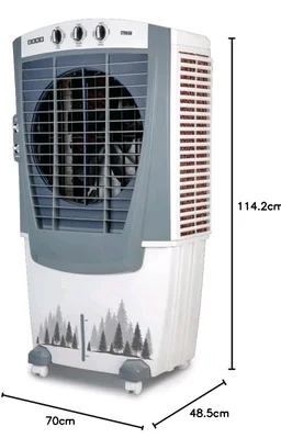 USHA Striker 70SD1 Desert Air Cooler for Home with Powerful Airflow, 3-Side Honeycomb Pads, 11m Air Throw & Inverter Compatibility (70L, White)