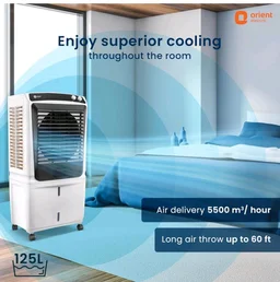 Orient Electric Smartchill 125L Desert Air Cooler for home | Densenest Honeycomb Pads | Fully Collapsible Louvers, Inverter Compatible | High Air Delivery | 1 Year Warranty by Orient | White