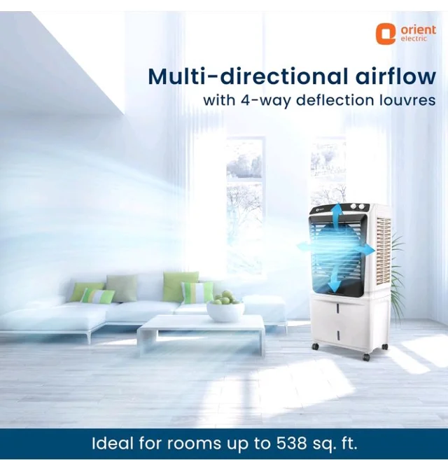 Orient Electric Smartchill 125L Desert Air Cooler for home | Densenest Honeycomb Pads | Fully Collapsible Louvers, Inverter Compatible | High Air Delivery | 1 Year Warranty by Orient | White