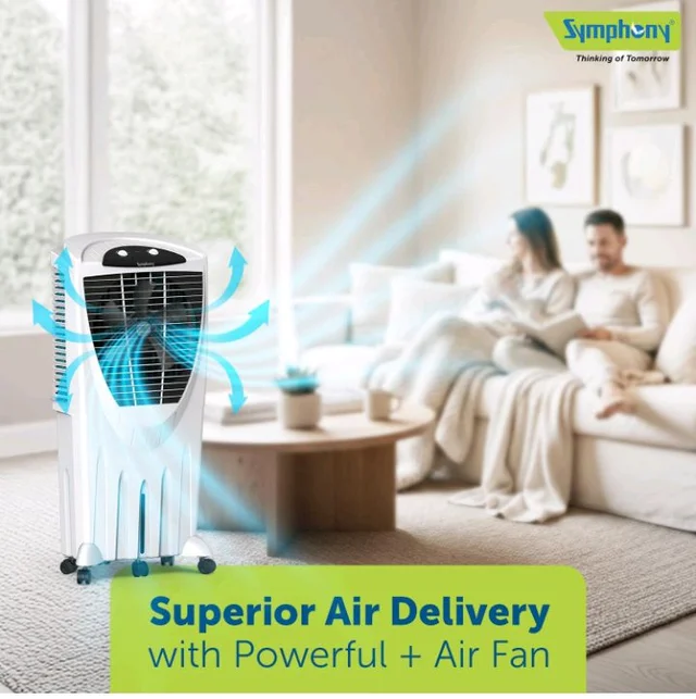 Symphony Winter 100XL Desert Air Cooler | 4-Side Honeycomb Pads | +Air Fan Technology | Cool Flow Dispenser | 105L | 1-Year Warranty