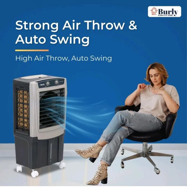 BHABURLY | GLX 35 LTR | Personal Portable Cooler with Anti Bacterial Honeycomb | Highest Airthrow in Segment | Auto Swing | 3 Speed Control | Low Power Consumpt