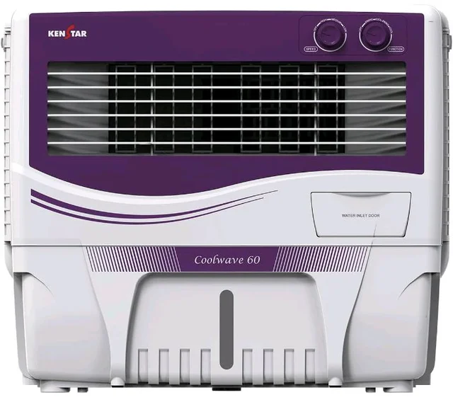 Kenstar COOLWAVE 60 L Air Cooler with Woodwool Cooling Media |5-star BEE Rating | 200 W|Purple & White