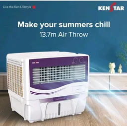 Kenstar COOLWAVE 60 L Air Cooler with Woodwool Cooling Media |5-star BEE Rating | 200 W|Purple & White