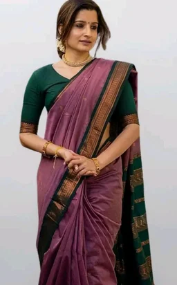 SGF11 Women's Kanjivaram Soft Cotton Linen Silk Saree With Blouse Piece