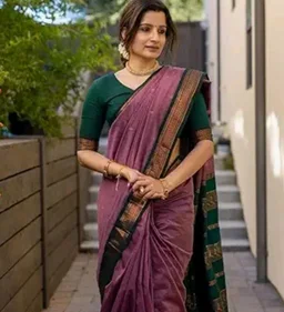SGF11 Women's Kanjivaram Soft Cotton Linen Silk Saree With Blouse Piece