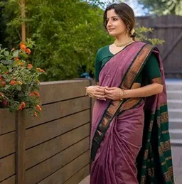 SGF11 Women's Kanjivaram Soft Cotton Linen Silk Saree With Blouse Piece