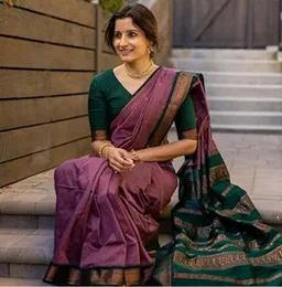 SGF11 Women's Kanjivaram Soft Cotton Linen Silk Saree With Blouse Piece