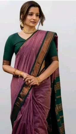 SGF11 Women's Kanjivaram Soft Cotton Linen Silk Saree With Blouse Piece