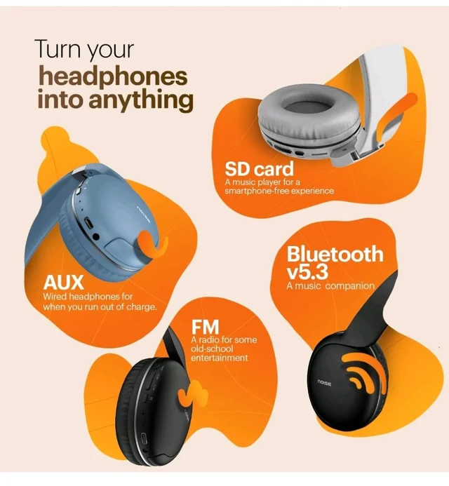 Noise Two Wireless On Ear Headphones with 50 Hours Playtime, Low Latency(up to 45ms), 4 Play Modes, Dual Pairing, BT v5.3 (Serene Blue)