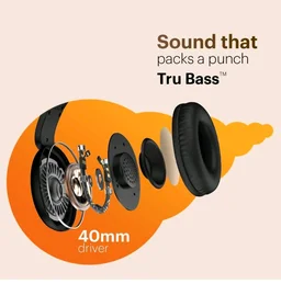 Noise Two Wireless On Ear Headphones with 50 Hours Playtime, Low Latency(up to 45ms), 4 Play Modes, Dual Pairing, BT v5.3 (Bold Black)