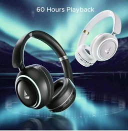 boAt Rockerz 480, RGB LEDs,6 Light Modes, 40mm Drivers,Beast Mode, 60H Battery, ENx Tech, App Support, Bluetooth Headphones, Wireless Over Ear Headphone with Mic (Black Sabre)