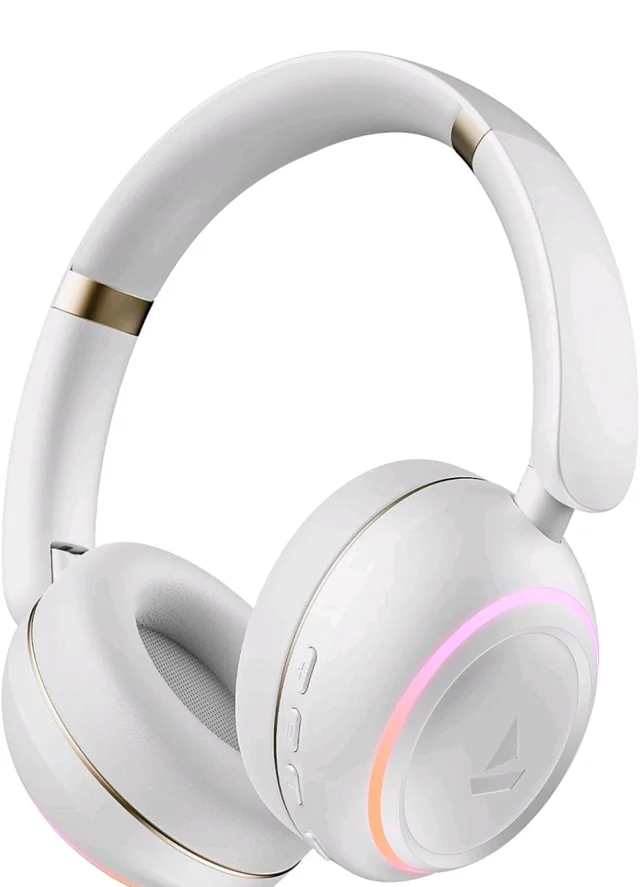 boAt Rockerz 480, RGB LEDs,6 Light Modes, 40mm Drivers,Beast Mode, 60H Battery, ENx Tech, App Support, Bluetooth Headphones, Wireless Over Ear Headphone with Mic (White Sabre)