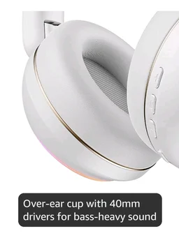 boAt Rockerz 480, RGB LEDs,6 Light Modes, 40mm Drivers,Beast Mode, 60H Battery, ENx Tech, App Support, Bluetooth Headphones, Wireless Over Ear Headphone with Mic (White Sabre)
