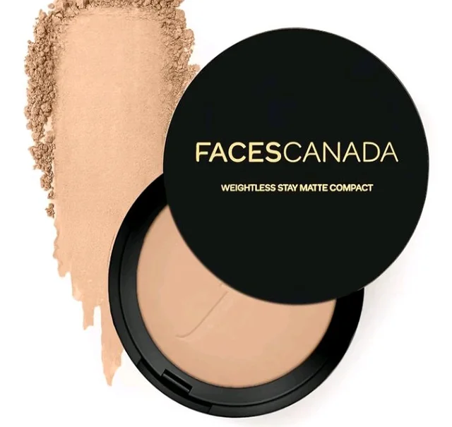 FACESCANADA Weightless Stay Matte Finish Compact Powder - Beige,9 G|Non Oily Matte Look|Evens Out Complexion|Hides Imperfections|Blends Effortlessly|Pressed Powder For All Skin Types, 62 Grams