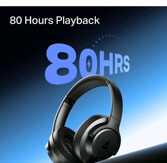 boAt Rockerz 512 ANC,(~40dB) Hybrid ANC, 80H Battery, 40mm Drivers, 40ms Low Latency, ENx Tech, App Support, Bluetooth Headphones, Wireless Headphone with Mic (Cosmic Black)