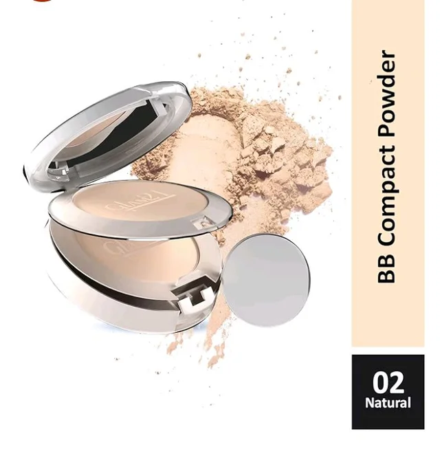 Glam21 BB Powder 2-in-1 Compact Powder Matte Finish & Oil Free | Matte & Shimmer Shades | Instant Weightless Finish Look | Long-lasting | Poreless Soft Skin | 20gm, Natural-02