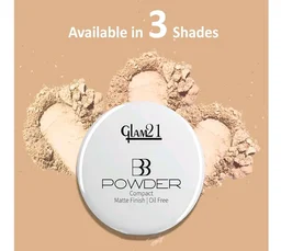 Glam21 BB Powder 2-in-1 Compact Powder Matte Finish & Oil Free | Matte & Shimmer Shades | Instant Weightless Finish Look | Long-lasting | Poreless Soft Skin | 20gm, Natural-02