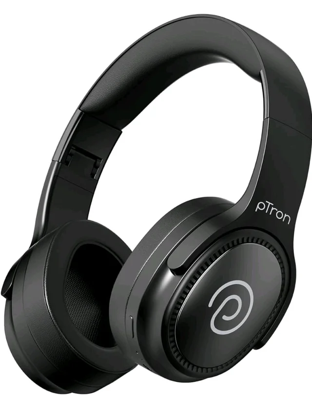 pTron Studio Pro w/ 65Hrs Playtime, Wireless Over Ear Headphones with HD Mic, Dual Device Pairing, TruTalk AI-ENC Calls, Low-Latency Game & Music, 40mm Drivers, BT5.4, Type-C Fast Charging (Noir)