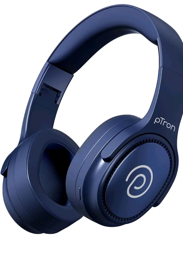 pTron Studio Pro w/ 65Hrs Playtime, Wireless Over Ear Headphones with HD Mic, Dual Device Pairing, TruTalk AI-ENC Calls, Low-Latency Game & Music, 40mm Drivers, BT5.4, Type-C Fast Charging (Navy Blue)
