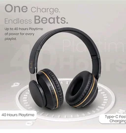 PunnkFunnk FusionBeat Wireless Bluetooth Headphones with BT 5.3, Noise Cancelling, Hi-Res Audio, 40mm Drivers, Deep Bass, Memory Foam Ear Cushions, Over-Ear Headset, Teens & Adults (Black) ni