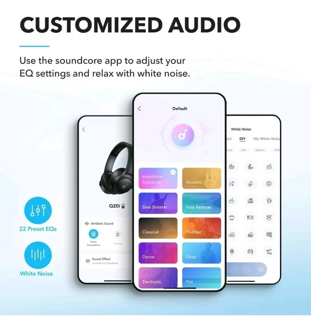 soundcore by Anker Q20i Wireless Bluetooth Over-Ear Headphones with Hybrid Active Noise Cancelling, 40h Playtime in ANC Mode, Hi-Res Audio, Deep Bass, Personalization via App (Black)
