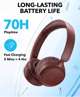 soundcore H30i by Anker, Over Ear Headphones Bluetooth Wireless
Noise Cancelling Headphones, Foldable, Pure Bass, 70H Playtime, Bluetooth 5.3, Lightweight, App Connectivity(Red)