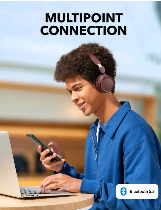 soundcore H30i by Anker, Over Ear Headphones Bluetooth Wireless
Noise Cancelling Headphones, Foldable, Pure Bass, 70H Playtime, Bluetooth 5.3, Lightweight, App Connectivity(Red)
