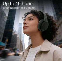 PHILIPS TAH4050 Wireless Bluetooth Headphones with Mic, 40mm Dynamic Drivers, Bluetooth 6.0, Up to 30H Playtime, Dual Device Pairing, USB-C Fast Charging, AUX Support, Over-Ear Headset, Black ion.