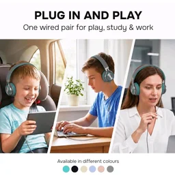 ARTIX CL750 Noise Isolating Wired Headphones with Mic | Foldable On Ear Stereo Audio Headset for Music, Gaming & Online Classes (Turquoise 3.5mm Jack)