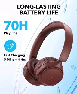 soundcore H30i by Anker, Over Ear Headphones Bluetooth Wireless
Noise Cancelling Headphones, Foldable, Pure Bass, 70H Playtime, Bluetooth 5.3, Lightweight, App Connectivity(Red)
