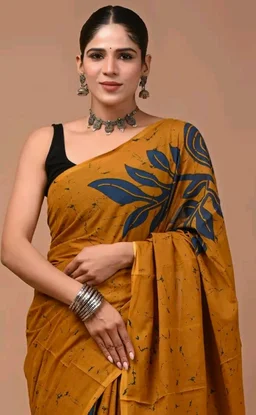 Crafts Moda Mulmul Cotton Saree for Women with Blouse Piece, Lightweight sari