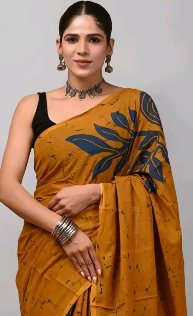 Crafts Moda Mulmul Cotton Saree for Women with Blouse Piece, Lightweight sari