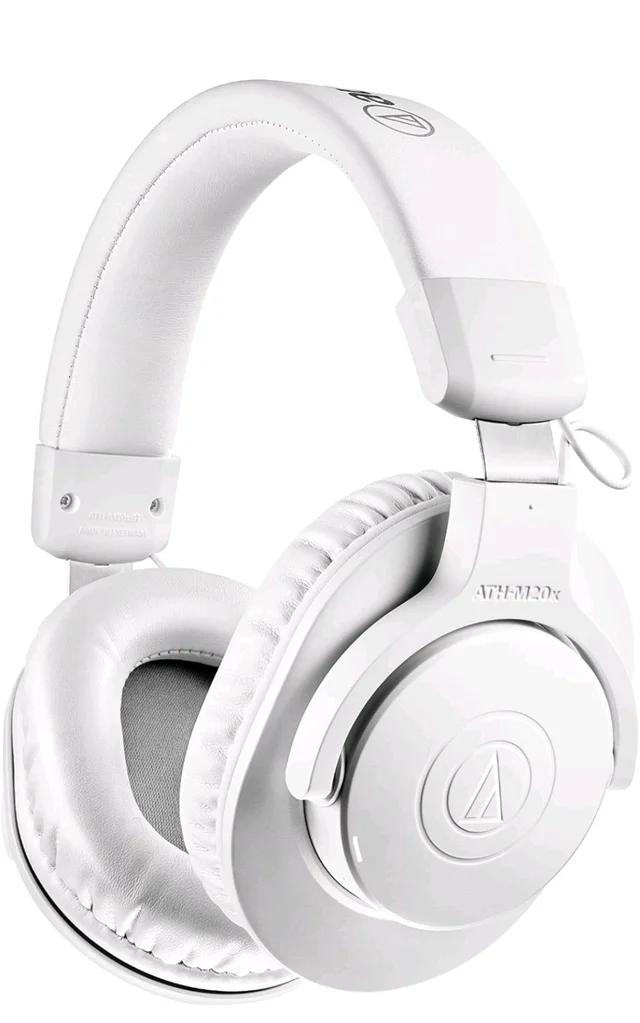 Audio-Technica Ath-M20Xbt Wireless Over-Ear Headphones, Bluetooth 5.0, 60-Hour Battery Life, 40 mm Drivers, Hi-Fi Sound, Built-in Mic, AAC/SBC Codec Support (White)