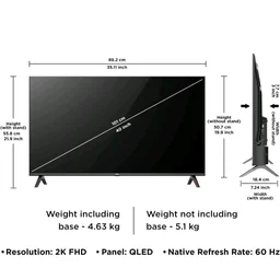 TCL 101 cms (40 inches) Full HD Smart QLED Google TV | Dolby Audio 24 watts | Ai Clarity | Metallic Bezel-Less | Multiple Viewing Mode | 40V5C
