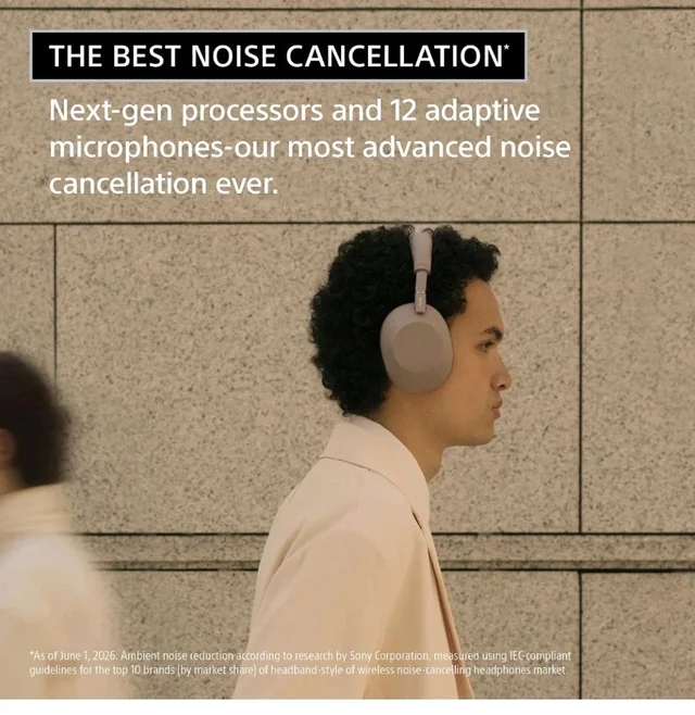 Sony WH-1000XM6 The Best Wireless Noise Canceling Headphones, HD NC Processor QN3, 12 Microphones, Adaptive NC Optimizer, Mastered by Engineers, Studio-Quality- Midnight Blue