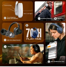 JBL Tune 770NC Wireless Over Ear Headphones with Adaptive Noise Cancellation, Upto 70H Battery, Smart Ambient, Speed Charge, Customized EQ, Google Fast Pair, Multipoint Connect, BT 5.3 - Black