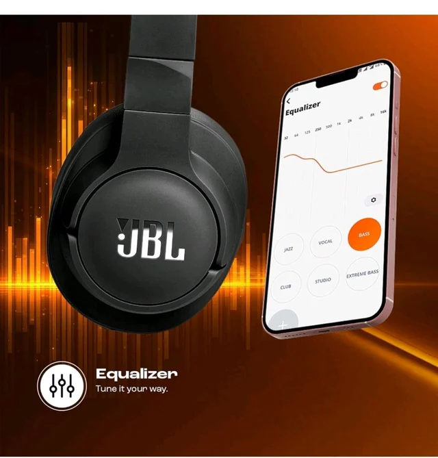 JBL Tune 770NC Wireless Over Ear Headphones with Adaptive Noise Cancellation, Upto 70H Battery, Smart Ambient, Speed Charge, Customized EQ, Google Fast Pair, Multipoint Connect, BT 5.3 - Black