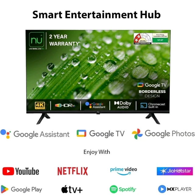 Visit the Nu Store
4.4
4.4 out of 5 stars
(8)
NU 108 cm (43 Inches) New 2025 Borderless Series 4K UHD Smart Google TV LED43UGNX