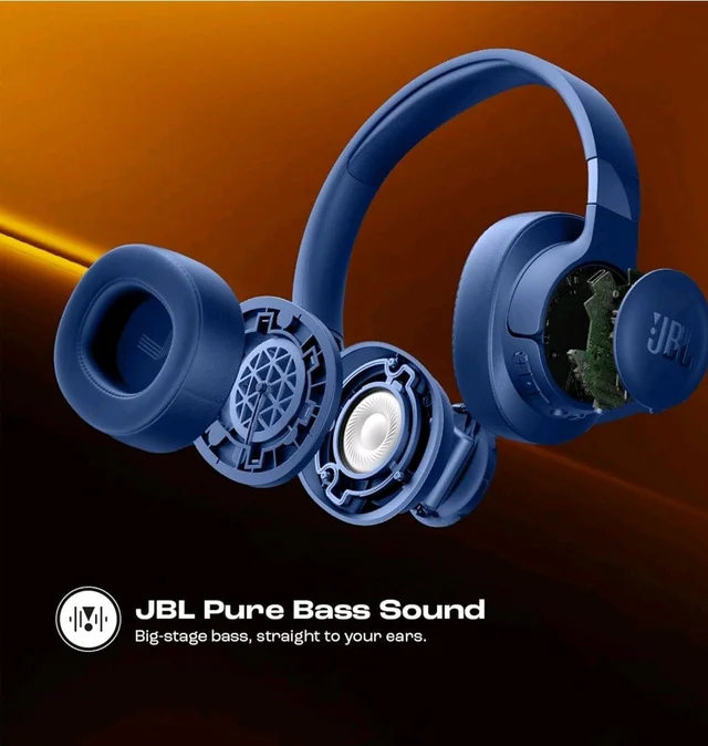 JBL Tune 770NC Wireless Over Ear Headphones with Adaptive Noise Cancellation, Upto 70H Battery, Smart Ambient, Speed Charge, Customized EQ, Google Fast Pair, Multipoint Connect, BT 5.3 - Blue