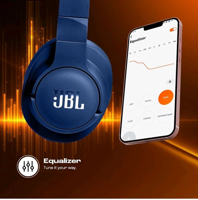 JBL Tune 770NC Wireless Over Ear Headphones with Adaptive Noise Cancellation, Upto 70H Battery, Smart Ambient, Speed Charge, Customized EQ, Google Fast Pair, Multipoint Connect, BT 5.3 - Blue