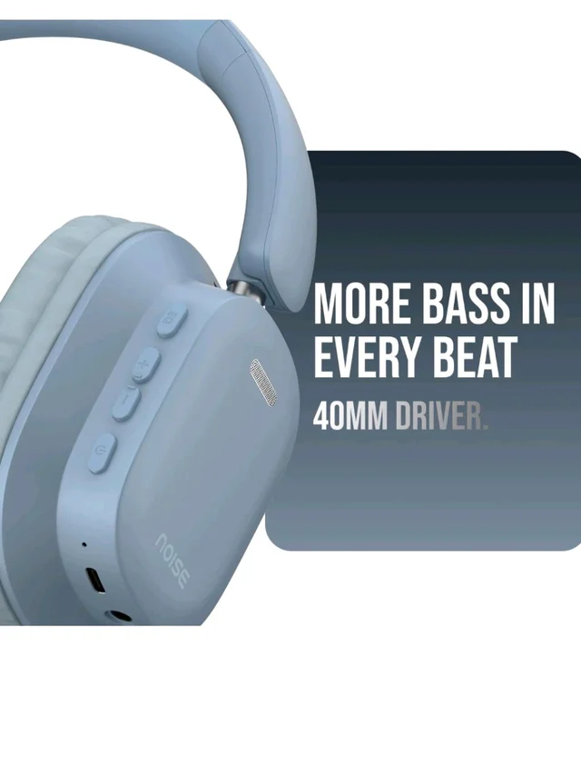 Noise Newly Launched Airwave Max 2 Wireless On-Ear Headphones with 50H Playtime, 40mm Drivers - Deep Bass, 3 Preset EQ Modes, 40m/s Low Latency, Dual Pairing,BT V5.3 (Serene Blue)