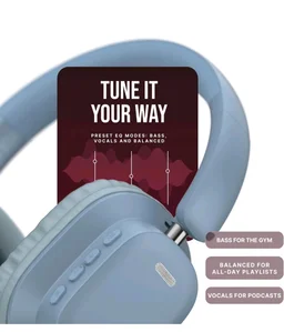 Noise Newly Launched Airwave Max 2 Wireless On-Ear Headphones with 50H Playtime, 40mm Drivers - Deep Bass, 3 Preset EQ Modes, 40m/s Low Latency, Dual Pairing,BT V5.3 (Serene Blue)