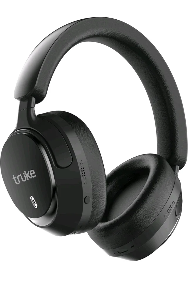 truke New Launch Aura Bass V2 Over The Ear Headphone with 50H of Playtime, 40mm Titanium Drivers, Dual Pairing Headset, 40ms Ultra Low Latency, ENC, Premium Design & Comfort - Carbon Black