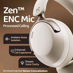 GOBOULT Soniq Over Ear Bluetooth Headphones with 70H Playtime, 40mm Bass Drivers, Zen™ ENC Mic, Type-C Fast Charging, Dual Pairing, AUX, Wireless Headphones (White)