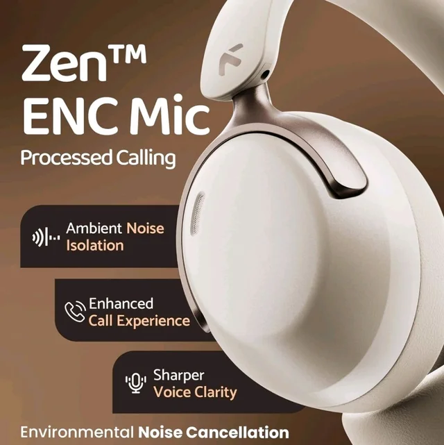 GOBOULT Soniq Over Ear Bluetooth Headphones with 70H Playtime, 40mm Bass Drivers, Zen™ ENC Mic, Type-C Fast Charging, Dual Pairing, AUX, Wireless Headphones (White)